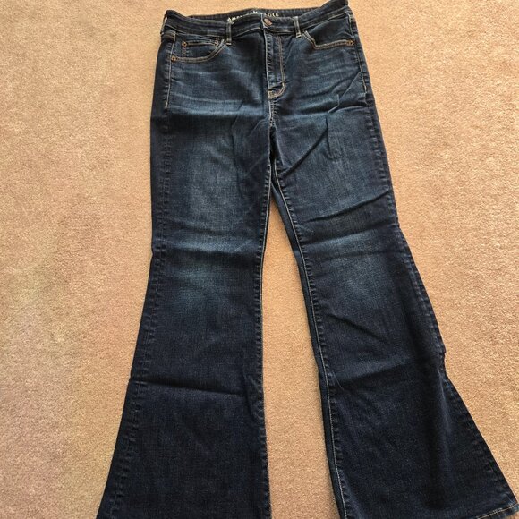 American Eagle Size 12 Super Hi-Rise Flare Denim Jeans - Picture 1 of 3